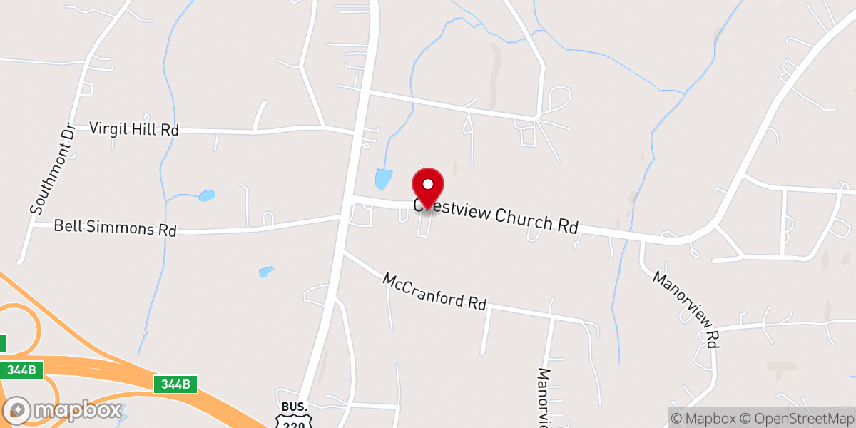 Map showing location of Crestview Wesleyan Church