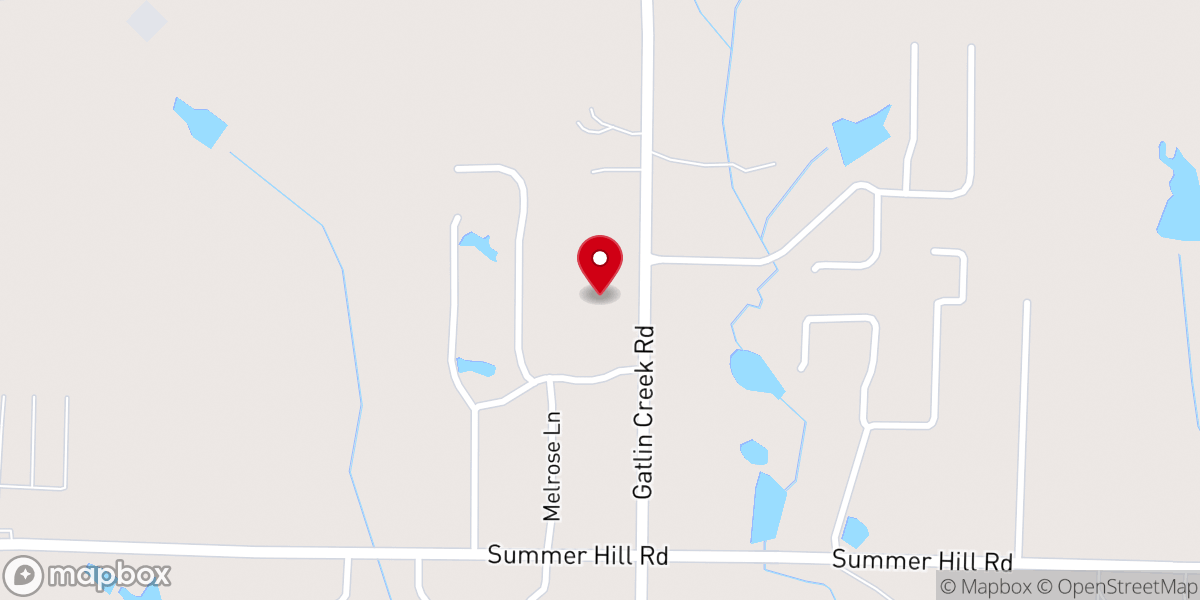 Map showing location of Gatlin Creek Baptist Church