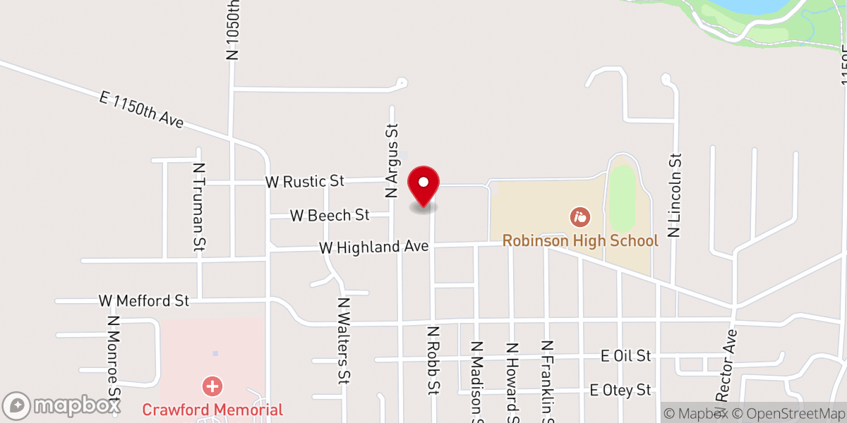 Map showing location of Highland Church of Christ