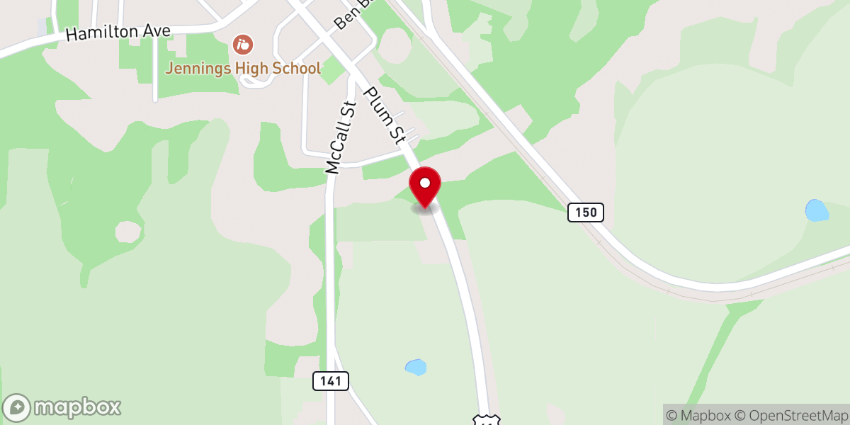 Map showing location of Jennings Church of Christ