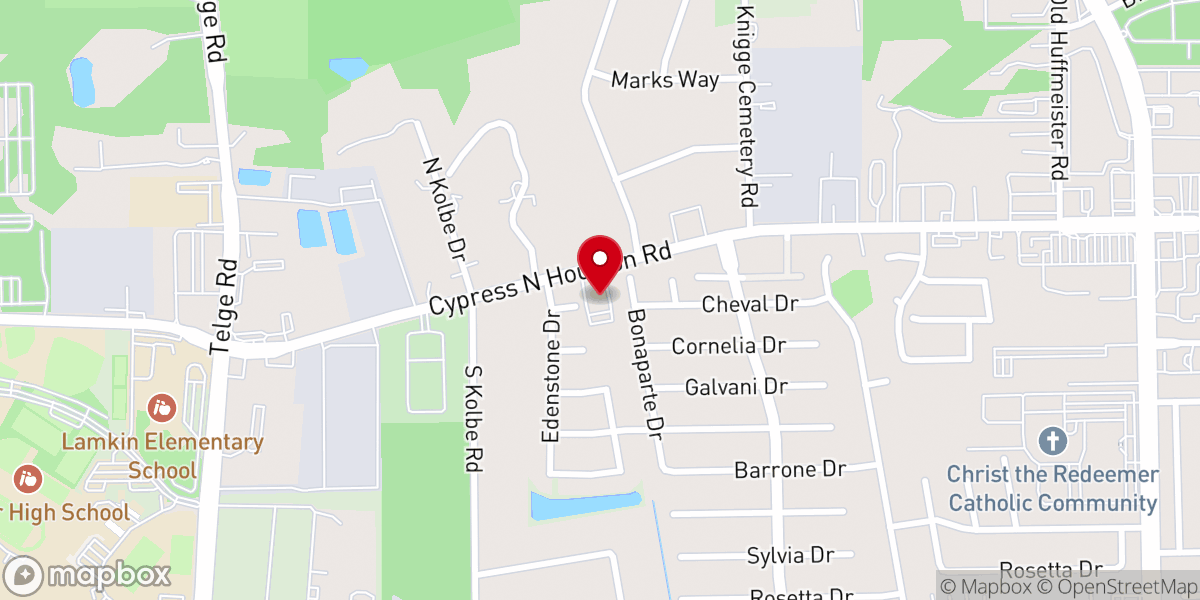 Map showing location of First Baptist Church of Cypress