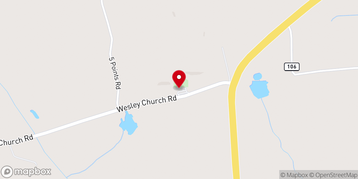 Map showing location of Antioch Church