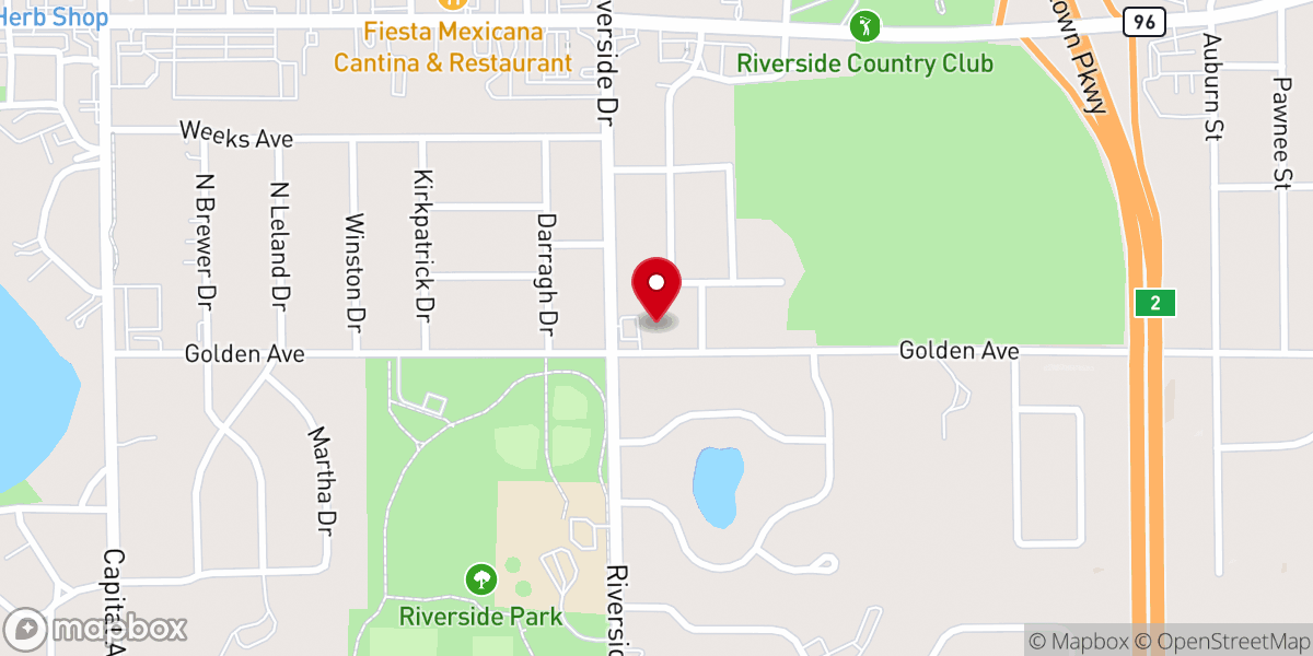 Map showing location of Lakeview Baptist Church
