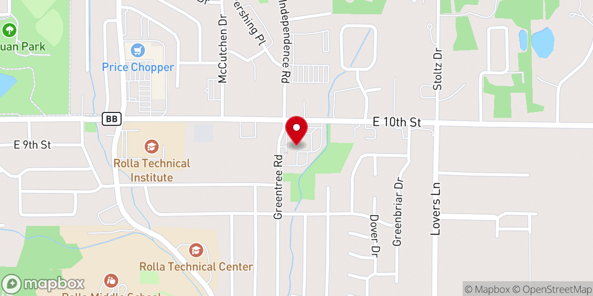 Map showing location of Greentree Christian Church
