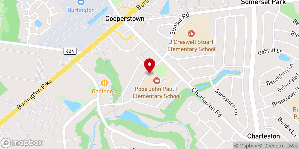 Map showing location of Corpus Christi Catholic Church