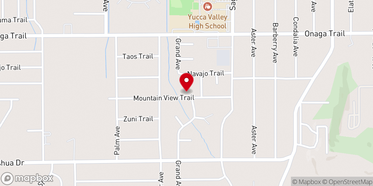 Map showing location of Desert Hills Presbyterian Church Yucca Valley
