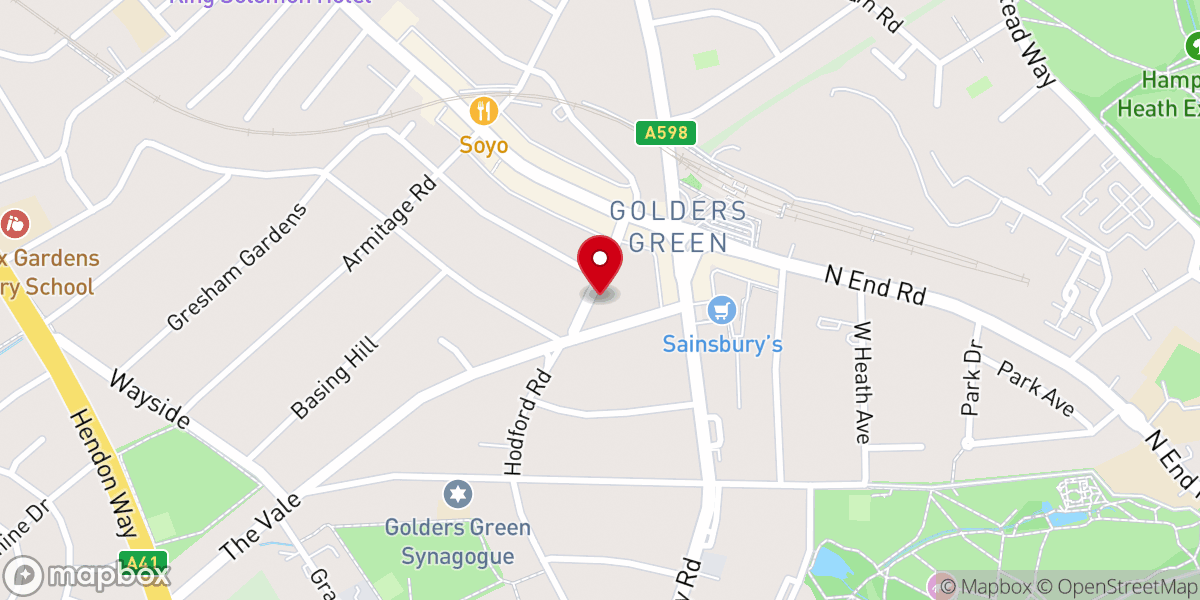Map showing location of Golders Green Methodist Church