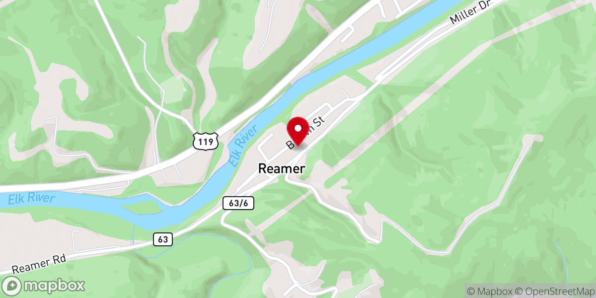 Map showing location of Reamer Gospel Tabernacle