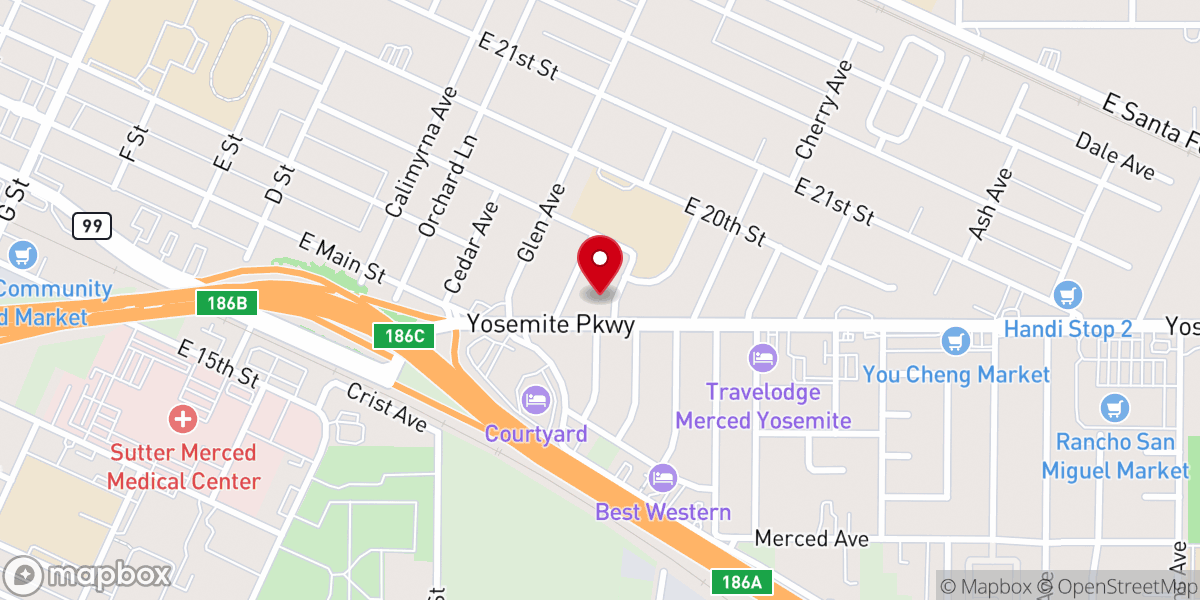 Map showing location of United Methodist Church of Merced