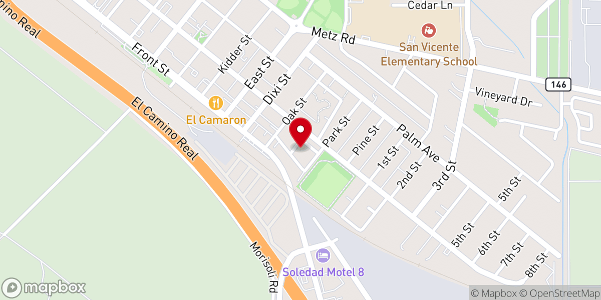 Map showing location of Victory Outreach Soledad
