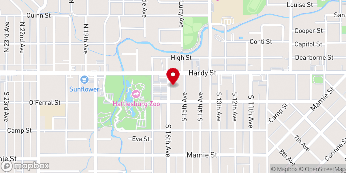 Map showing location of Pine Belt Baptist Association