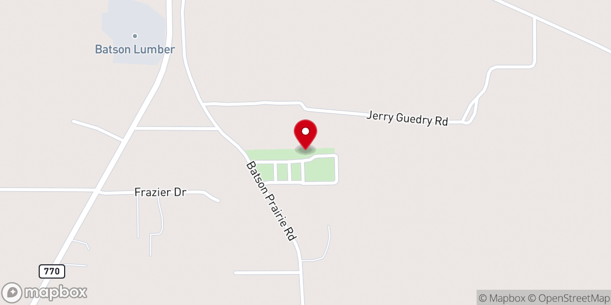 Map showing location of Batson Prairie Baptist Church