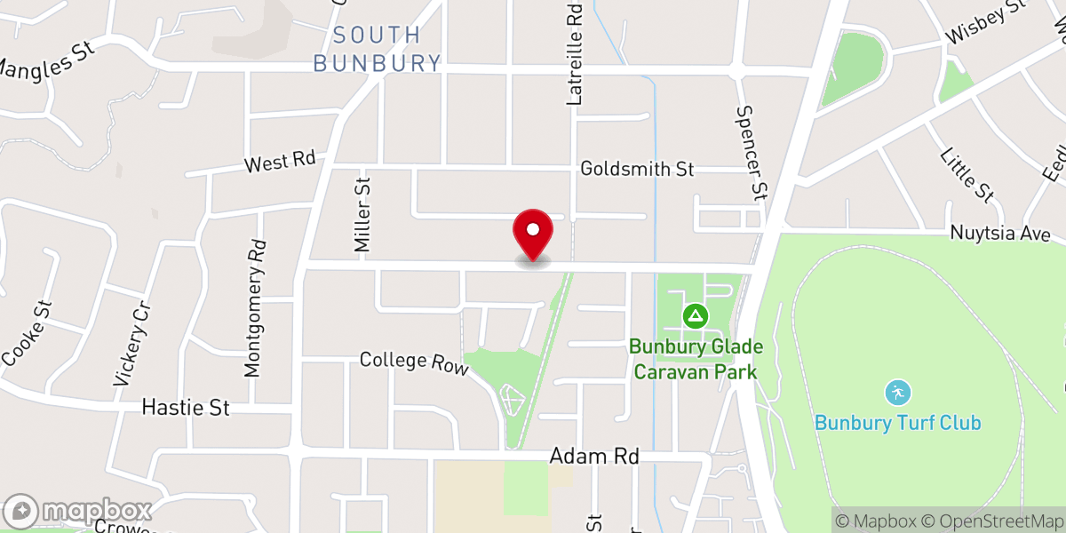 Map showing location of South Bunbury Church of Christ