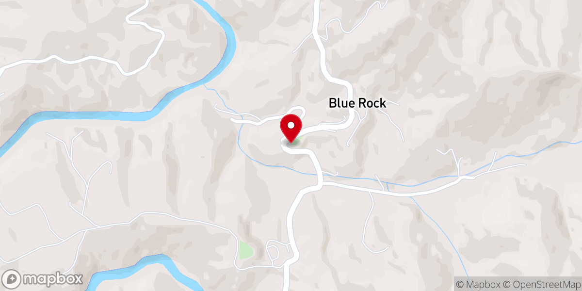 Map showing location of Blue Rock Baptist Church