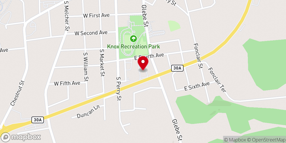 Map showing location of First Baptist Church
