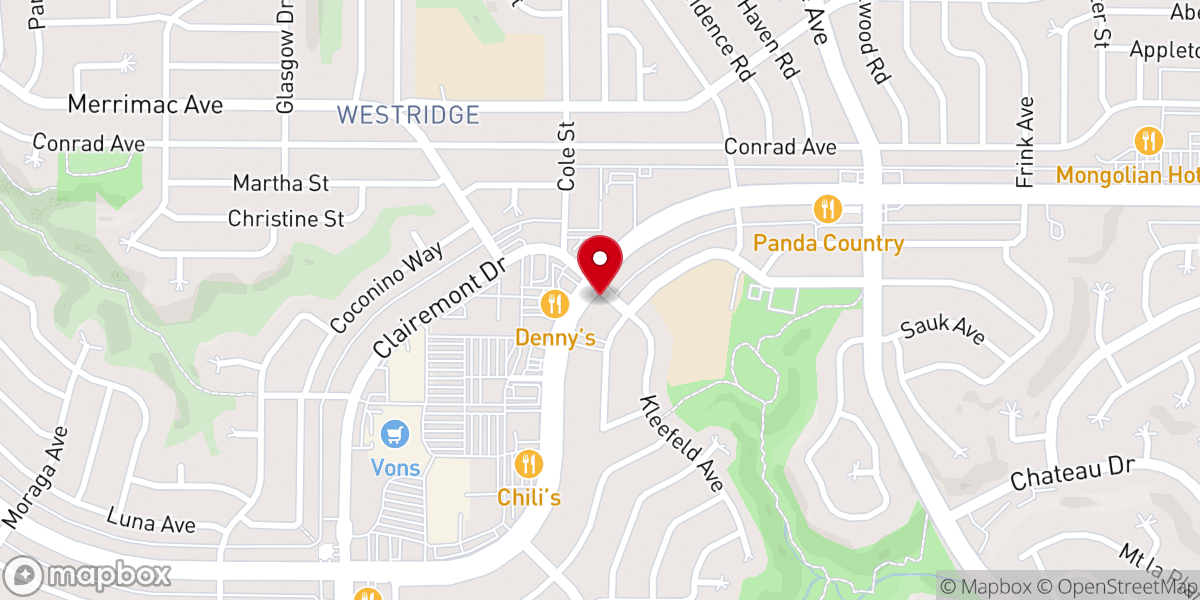 Map showing location of Clairemont Lutheran Church