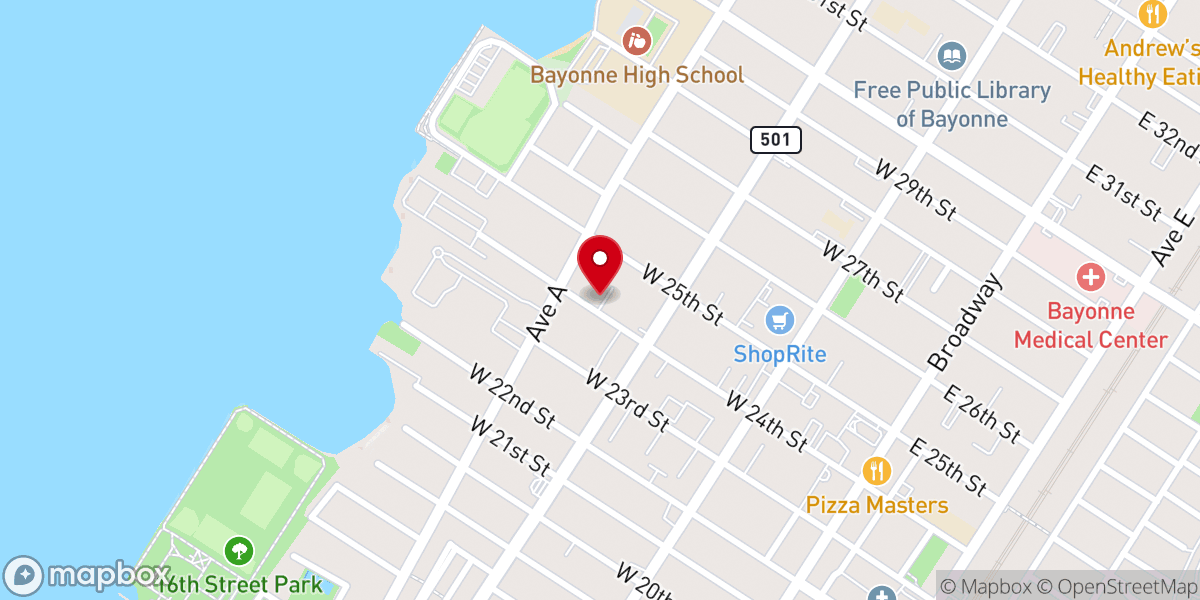 Map showing location of Christian Church of Bayonne