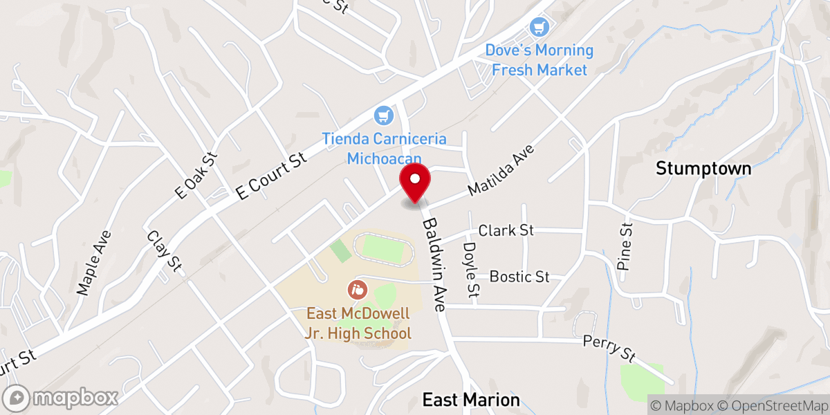 Map showing location of First Free Will Baptist Church