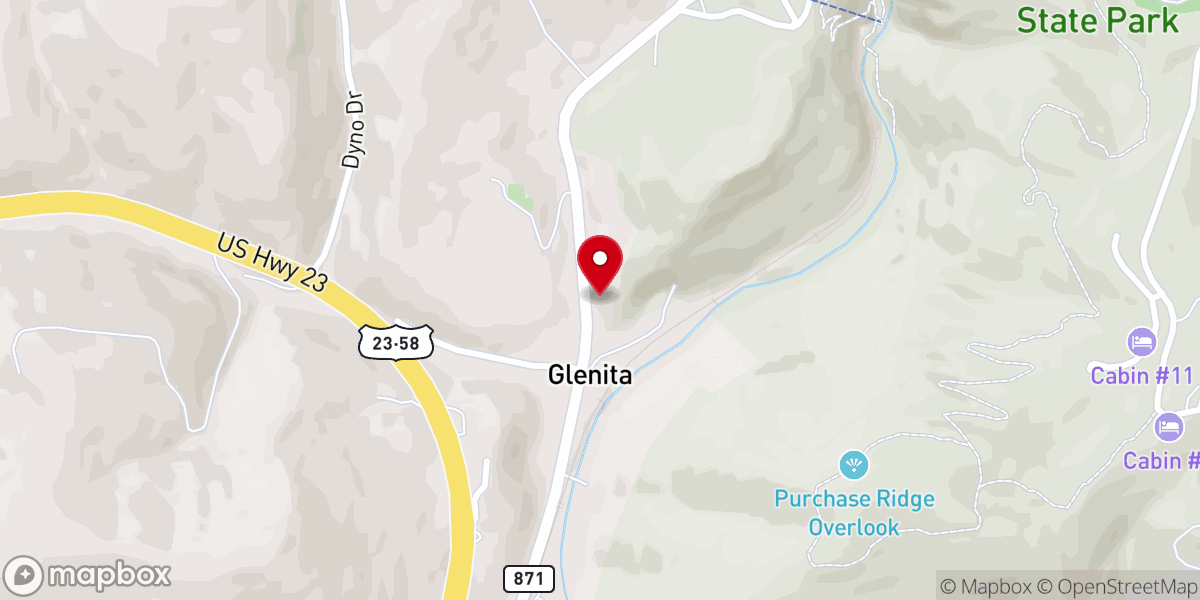 Map showing location of Glenita Church