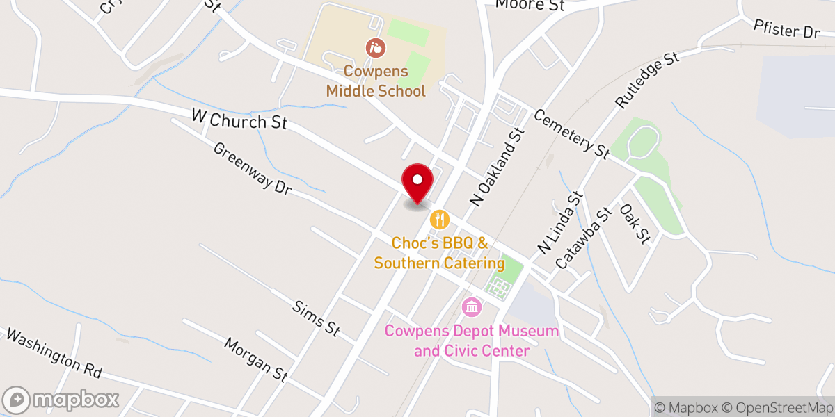 Map showing location of First Citizens Bank
