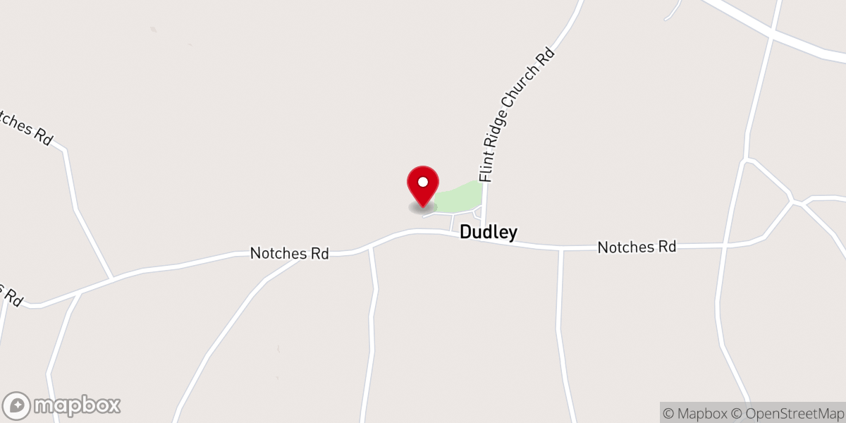 Map showing location of Flint Ridge Baptist Church