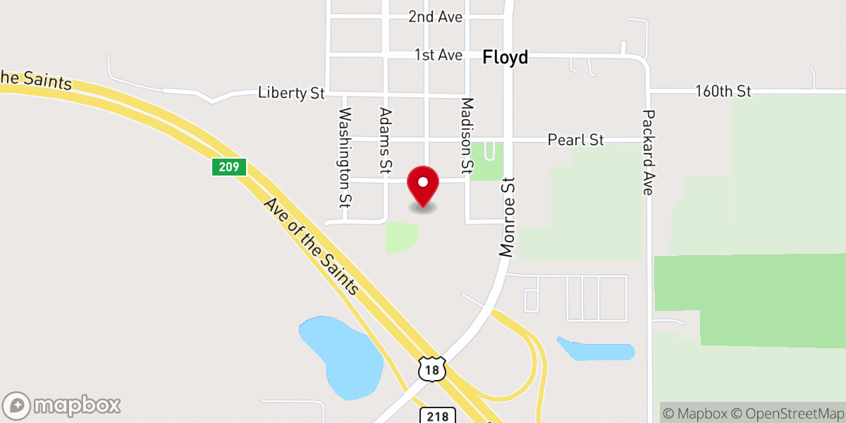 Map showing location of Floyd Community Center