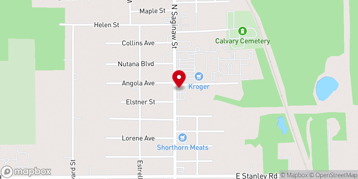 Map showing location of Michigan Church Supply - Mt Morris Location