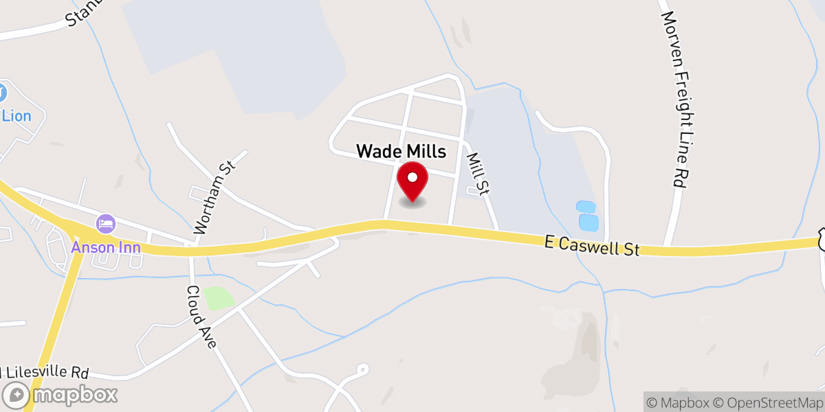 Map showing location of United. The Pentecostal Church of Wadesboro