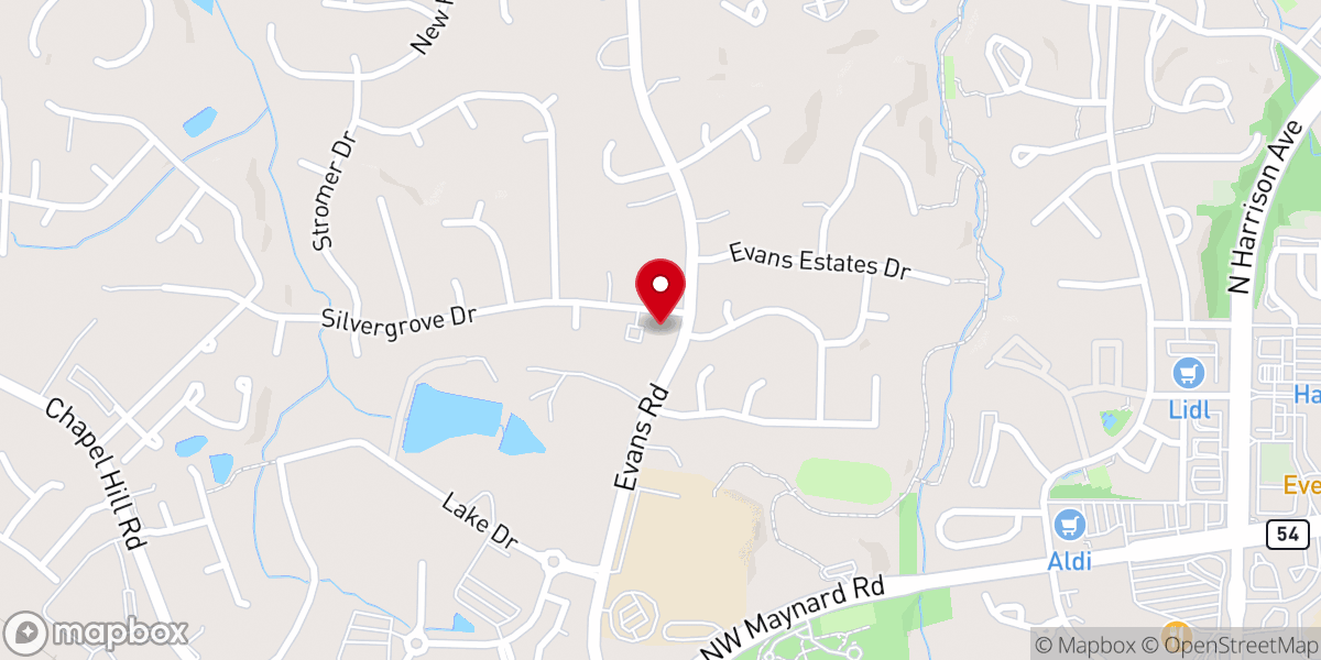Map showing location of Cary First Christian Church