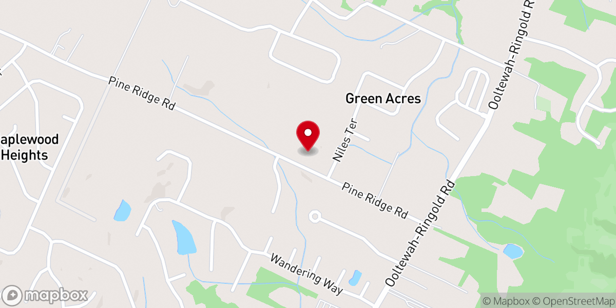Map showing location of Pine Ridge Baptist Church