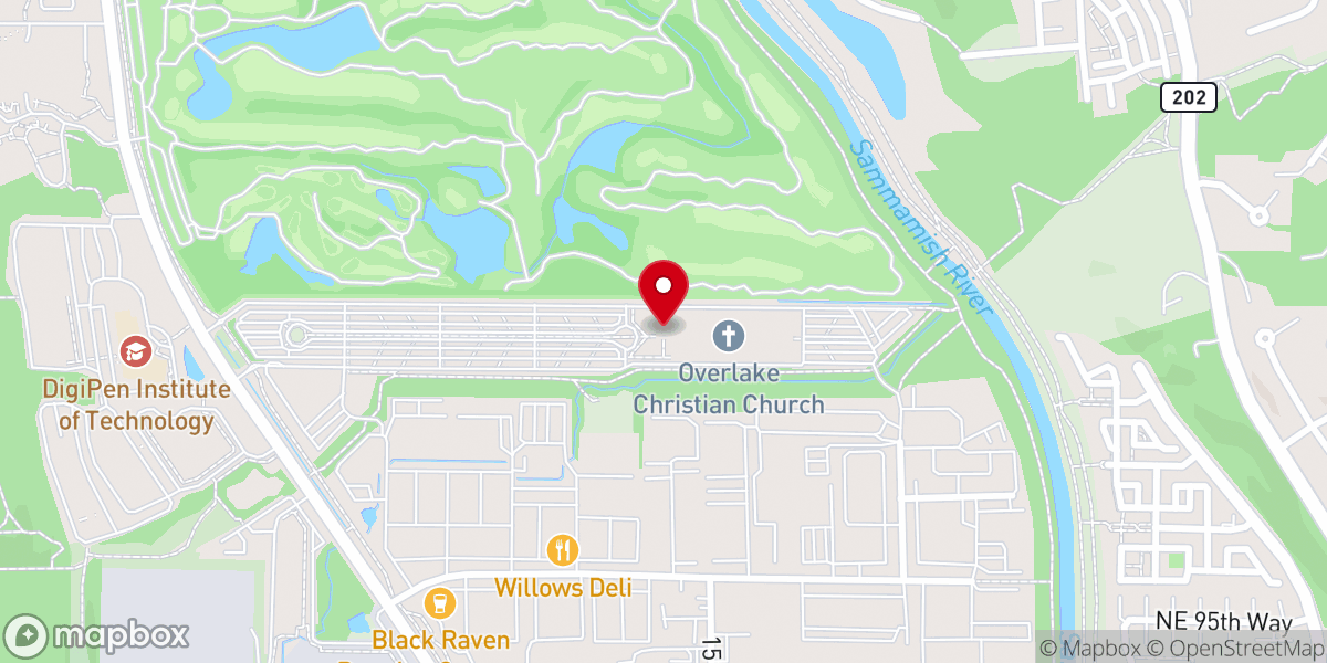 Map showing location of Overlake Christian Church