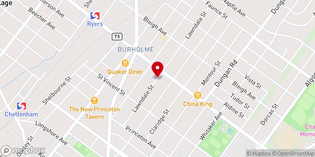 Map showing location of Eglise Baptiste Schekina De Philadelphia