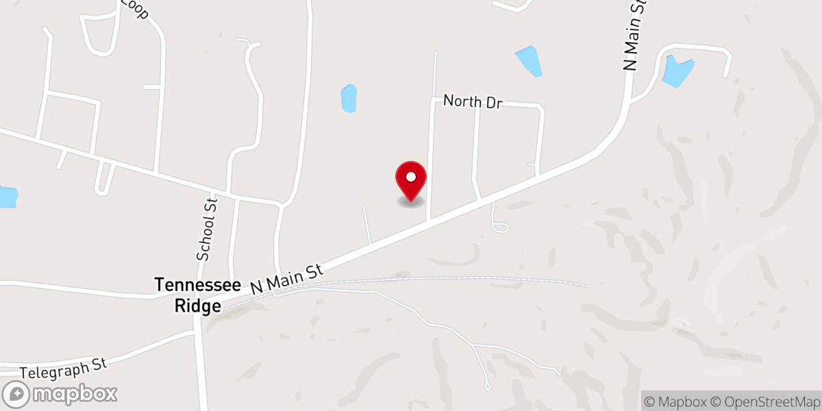 Map showing location of Tennessee Ridge Baptist Church