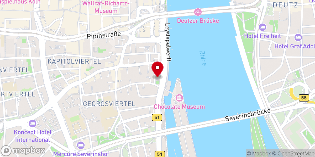 Map showing location of St. Maria in Lyskirchen