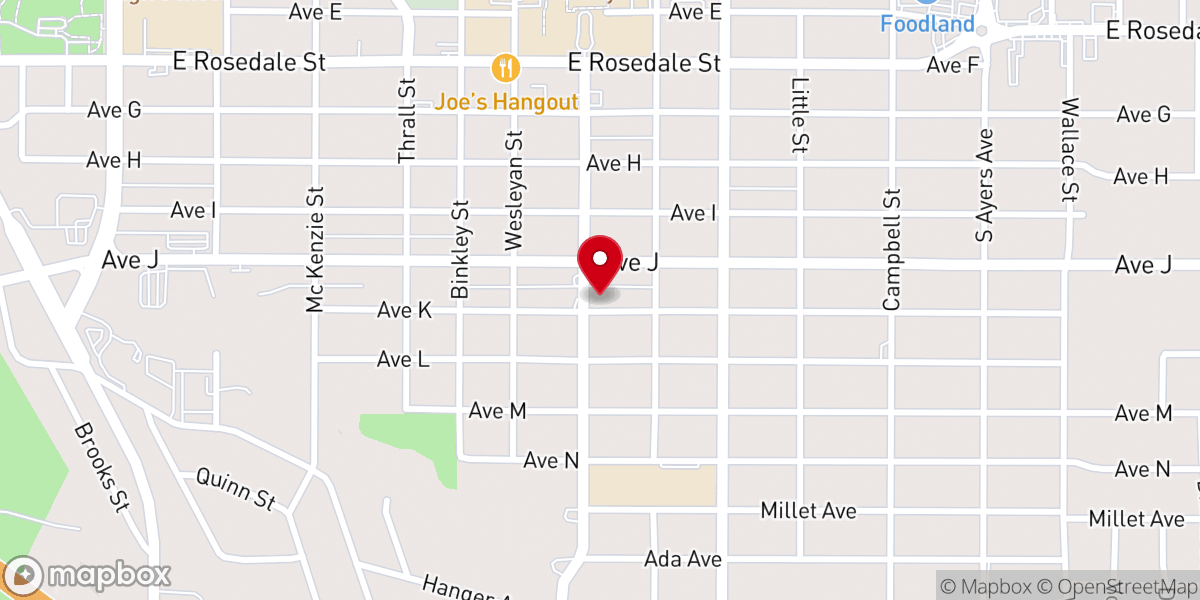 Map showing location of Avenue K Church of Christ