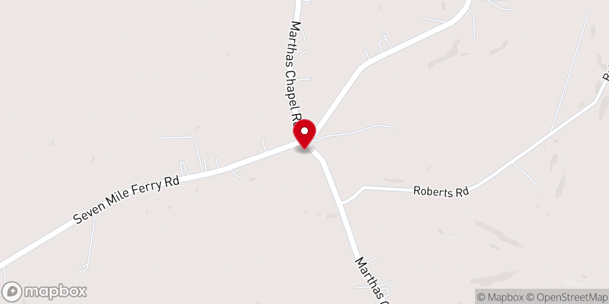 Map showing location of Martha's Chapel UMC