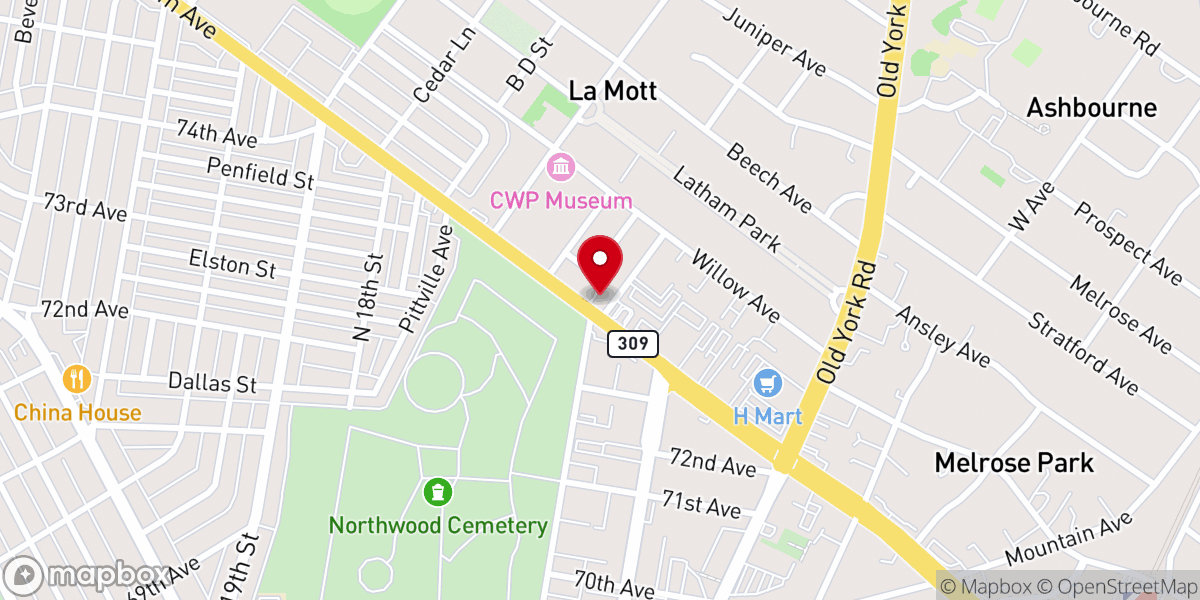 Map showing location of La Mott African Methodist Episcopal Church
