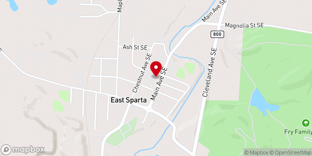 Map showing location of East Sparta Christian Church