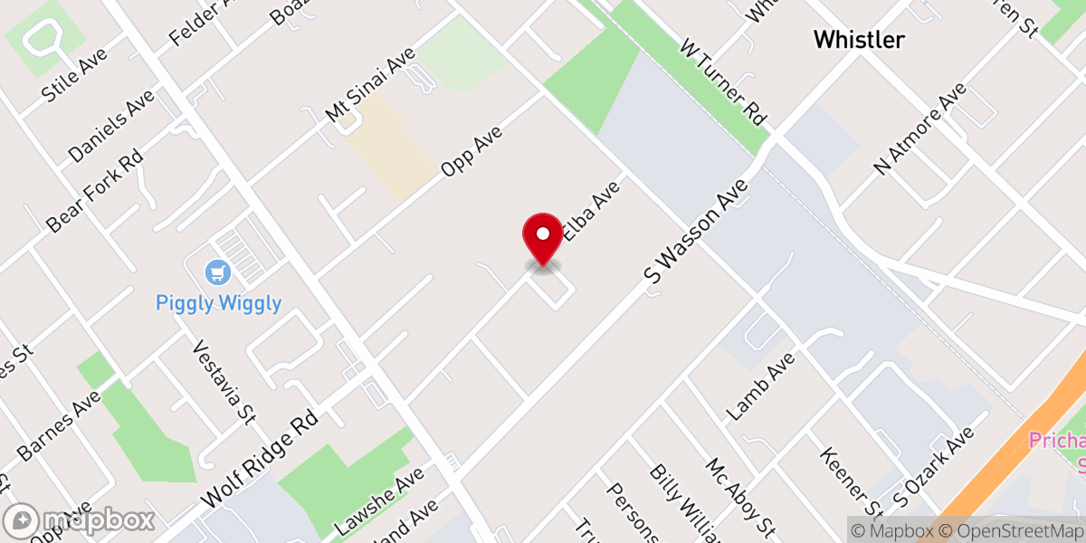Map showing location of Bethany Baptist Church