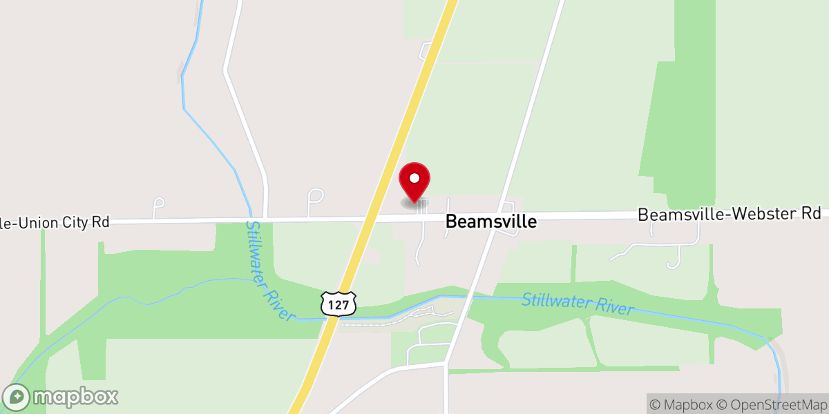 Map showing location of Beamsville Church