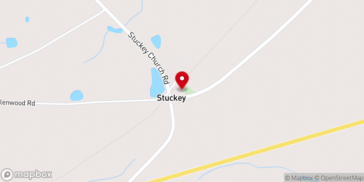 Map showing location of Stuckey Baptist Church