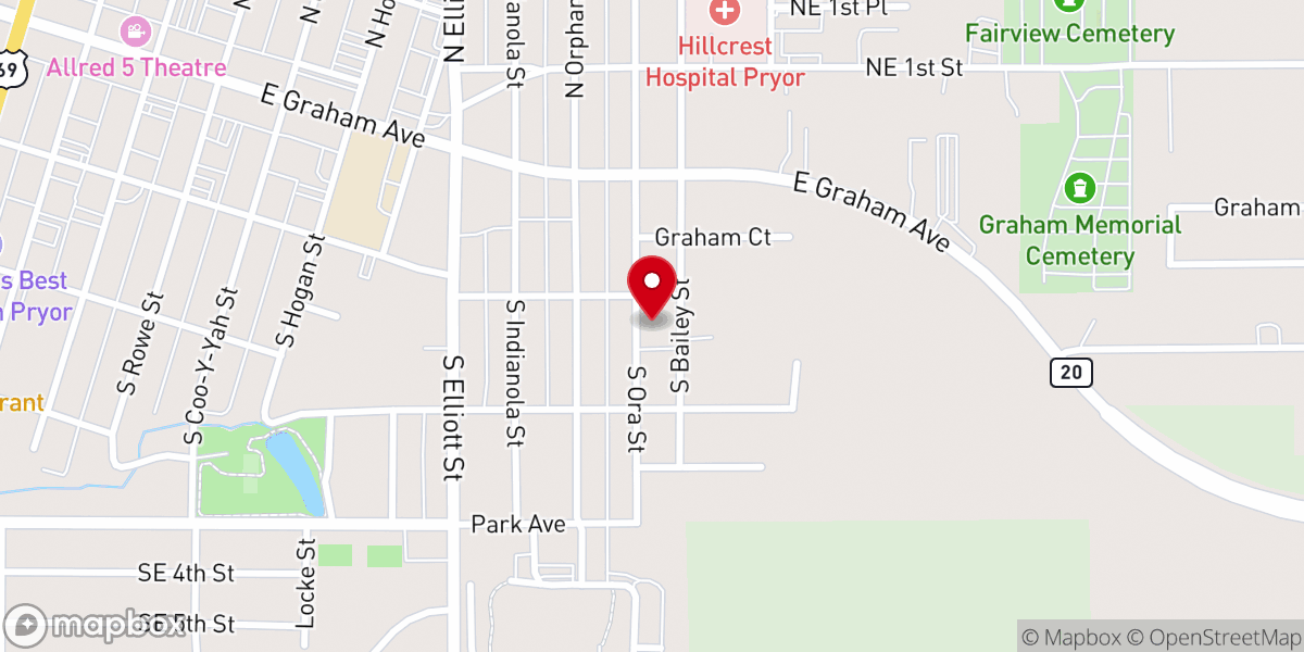 Map showing location of First Free Will Baptist Church