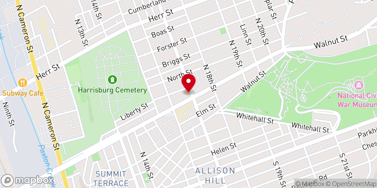 Map showing location of Memorial Evangelical Lutheran