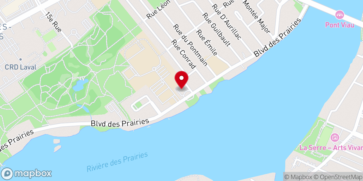 Map showing location of Armenian Evangelical Church of Montreal