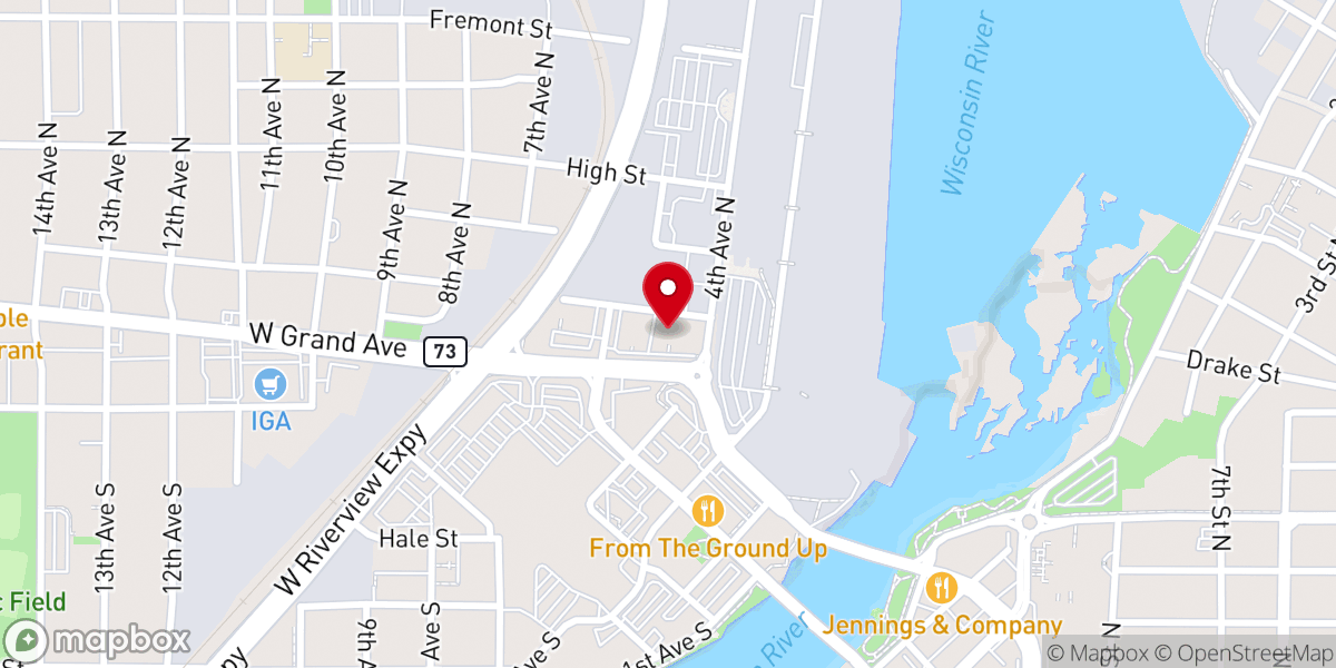 Map showing location of Wisconsin Rapids Elks Lodge #693