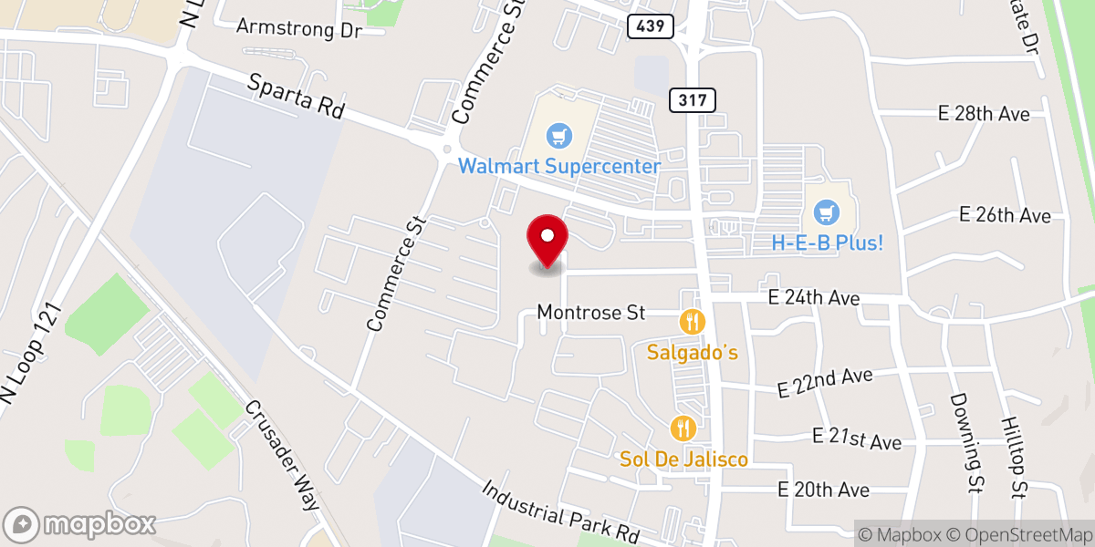 Map showing location of First Presbyterian Church Belton, Texas