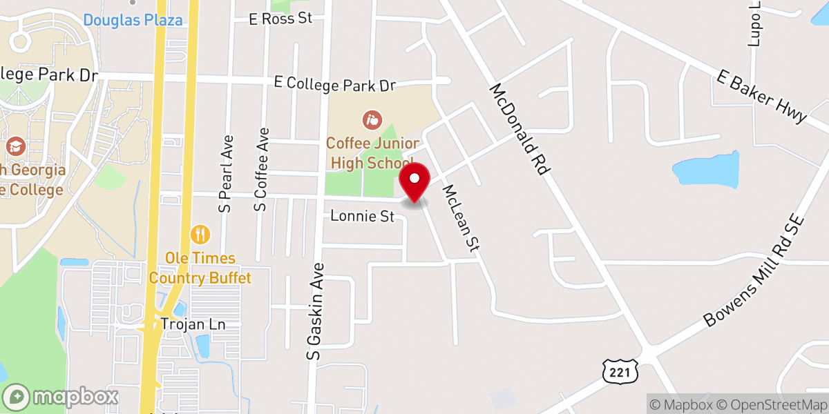 Map showing location of Pine Street Church of God