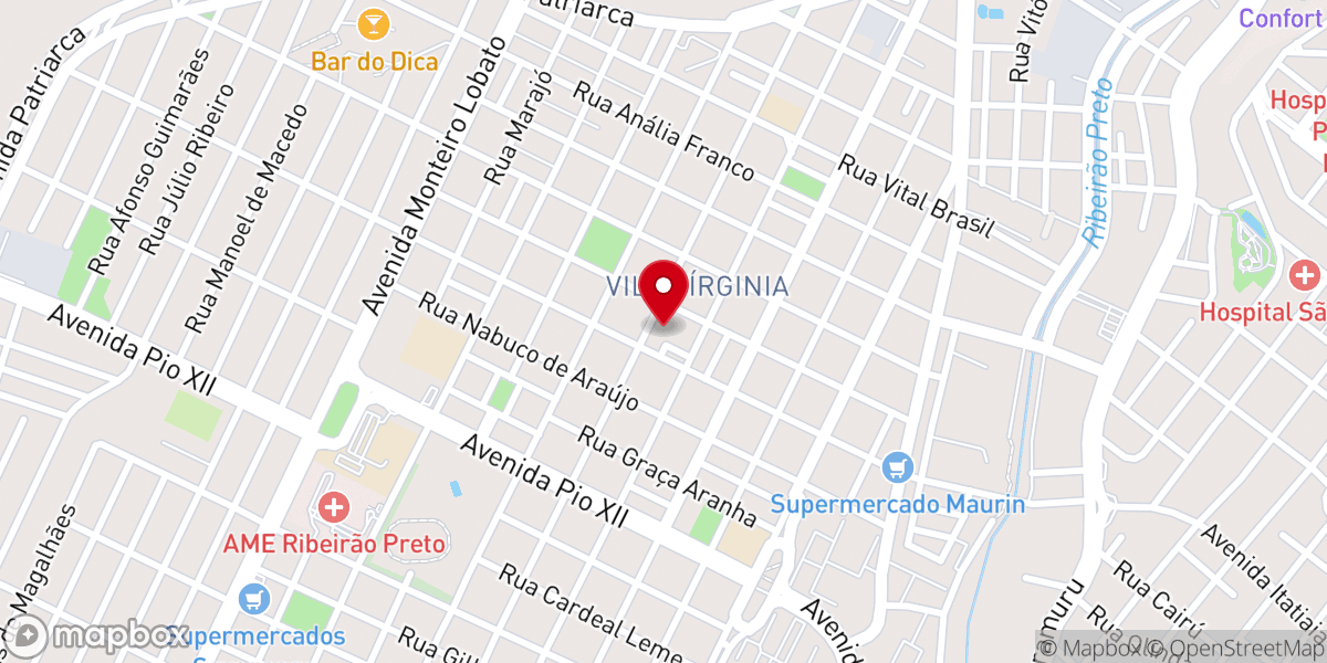 Map showing location of Igreja Batista do Calvário em Ribeirão Preto