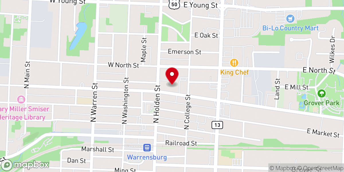 Map showing location of Catholic Charities Warrensburg