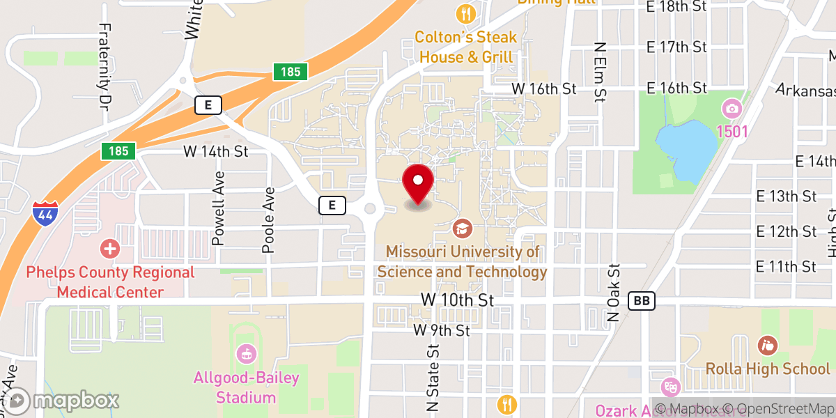 Map showing location of Missouri University of Science and Technology